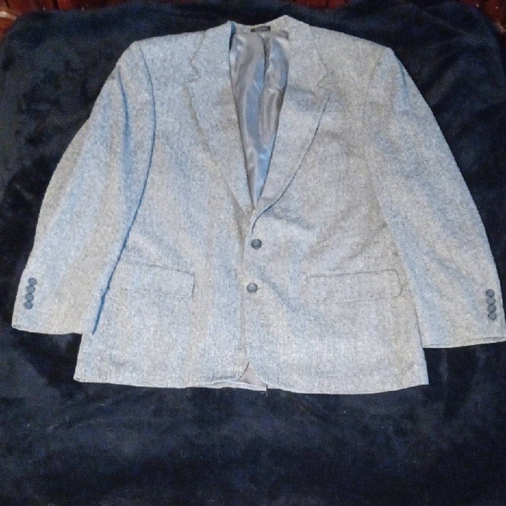 Robert Stock Black & White Tweed Blazer - 42S - 100% Silk Lined - Lithuania